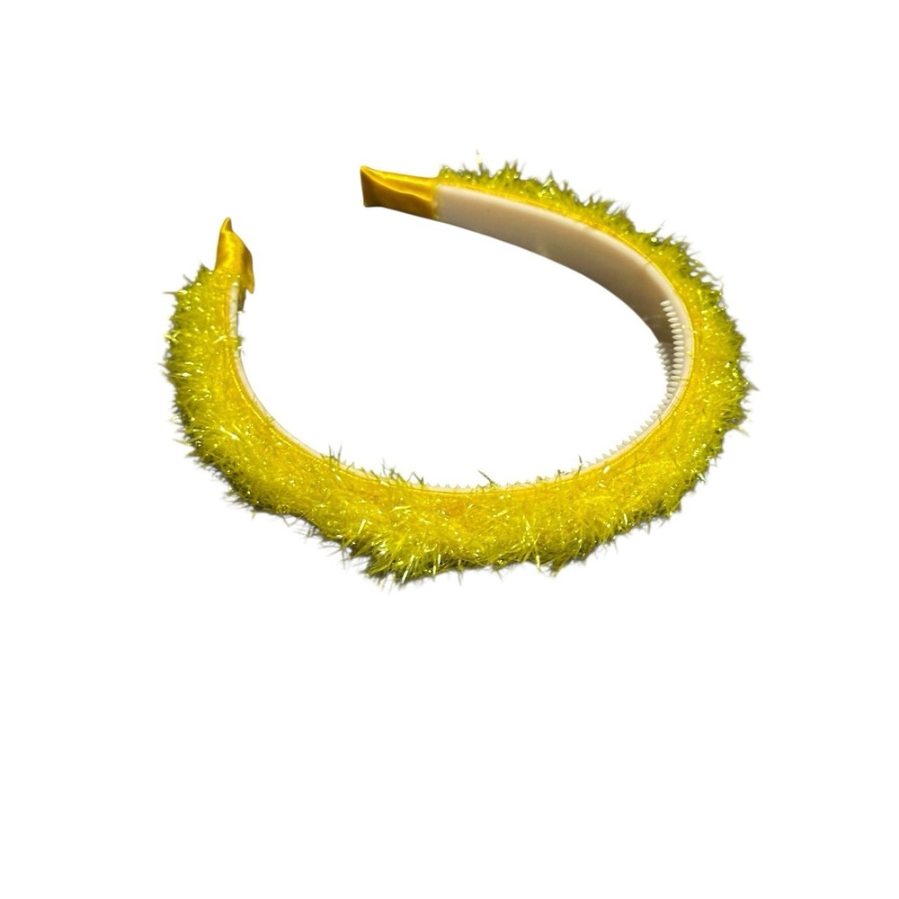 Unbranded Girls Yellow Fuzzy Tinsel Headband Hair Accessory One Size
